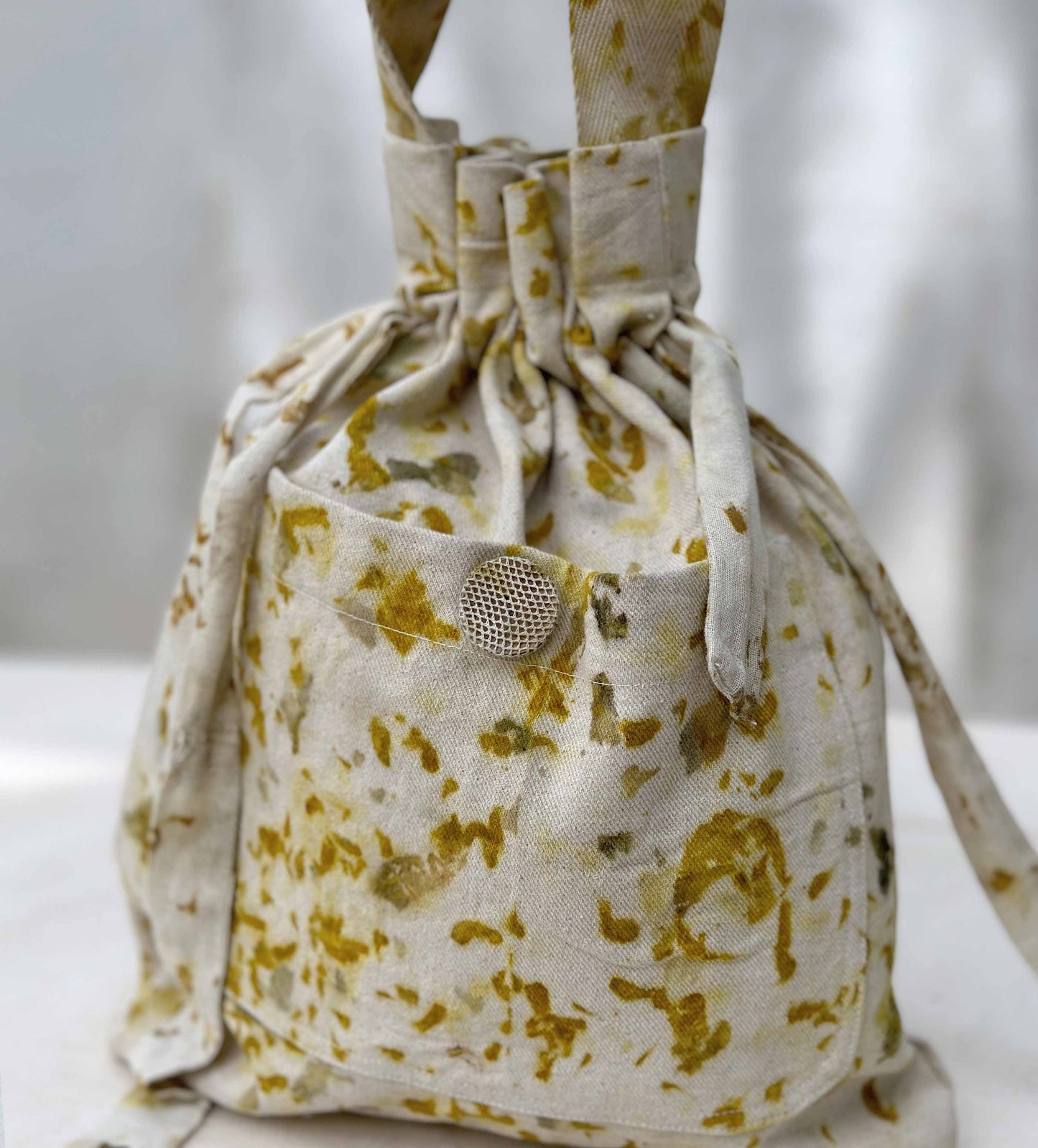 shoulder bag - flower dyed natural canvas