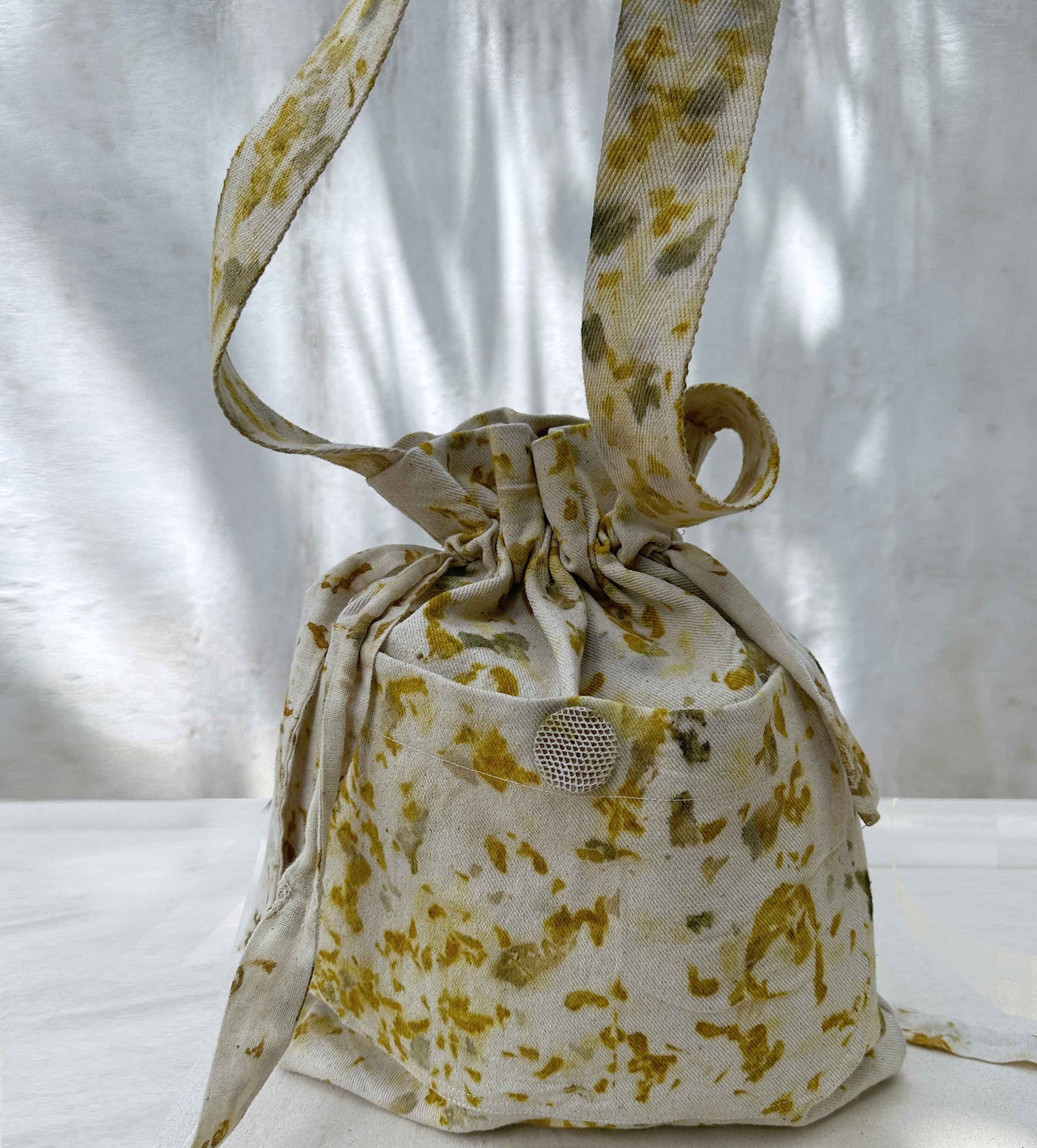 shoulder bag - flower dyed natural canvas