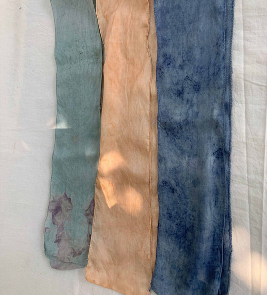 silk ribbons - indigo+catechu (set of 3)