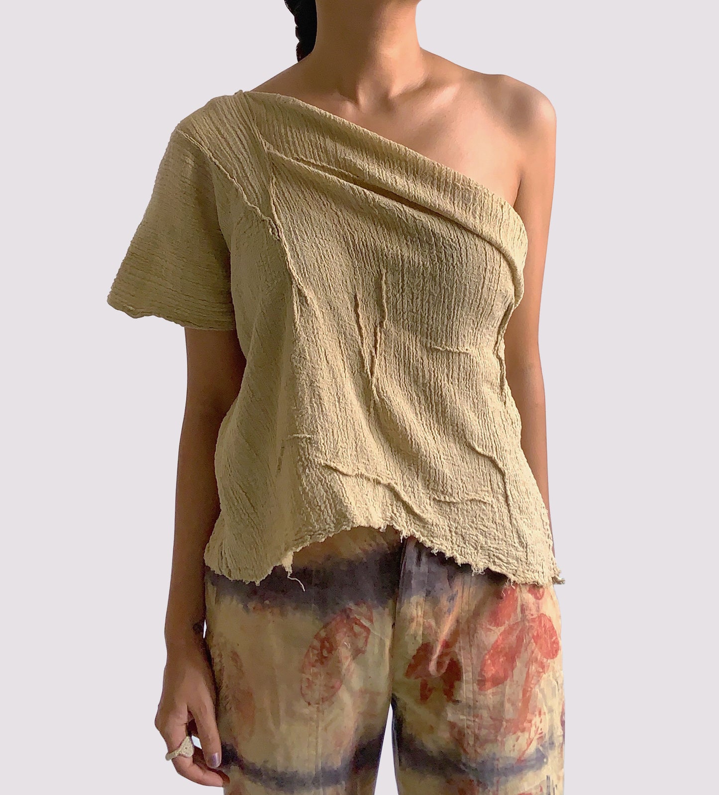hibisucs dyed hand made off shoulder top in cotton