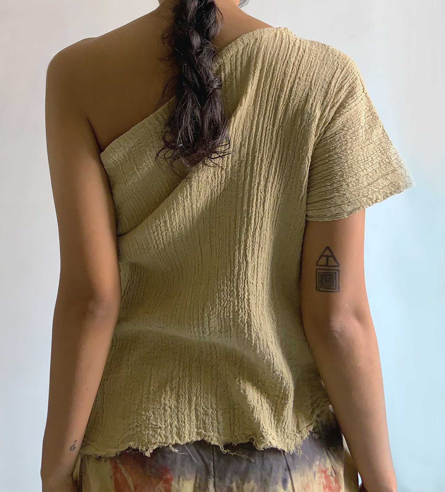 hibisucs dyed hand made off shoulder top in cotton