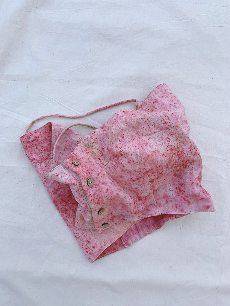 naturally dyed with Indian madder  pink hand made crop top