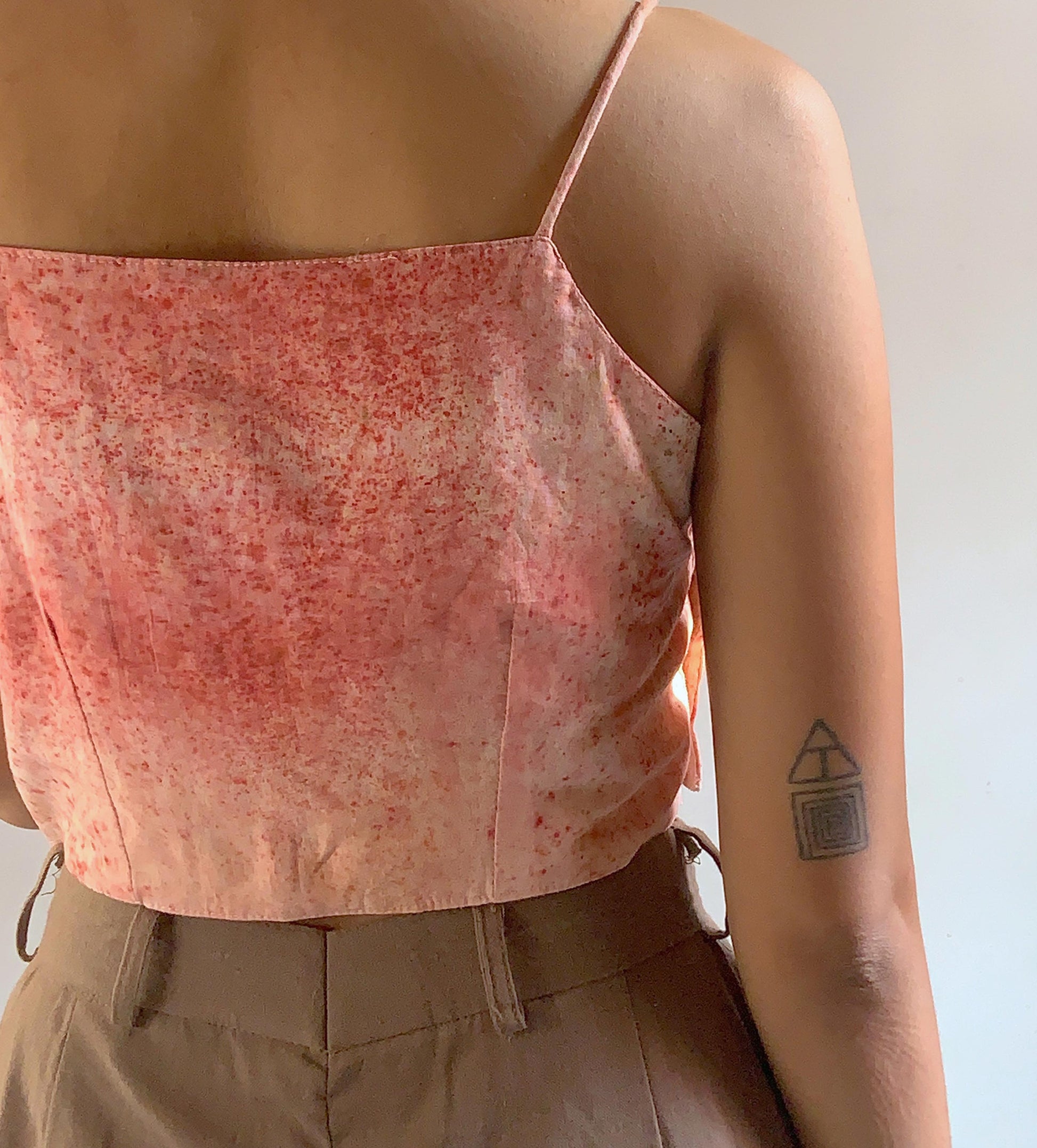 naturally dyed with Indian madder  pink hand made crop top