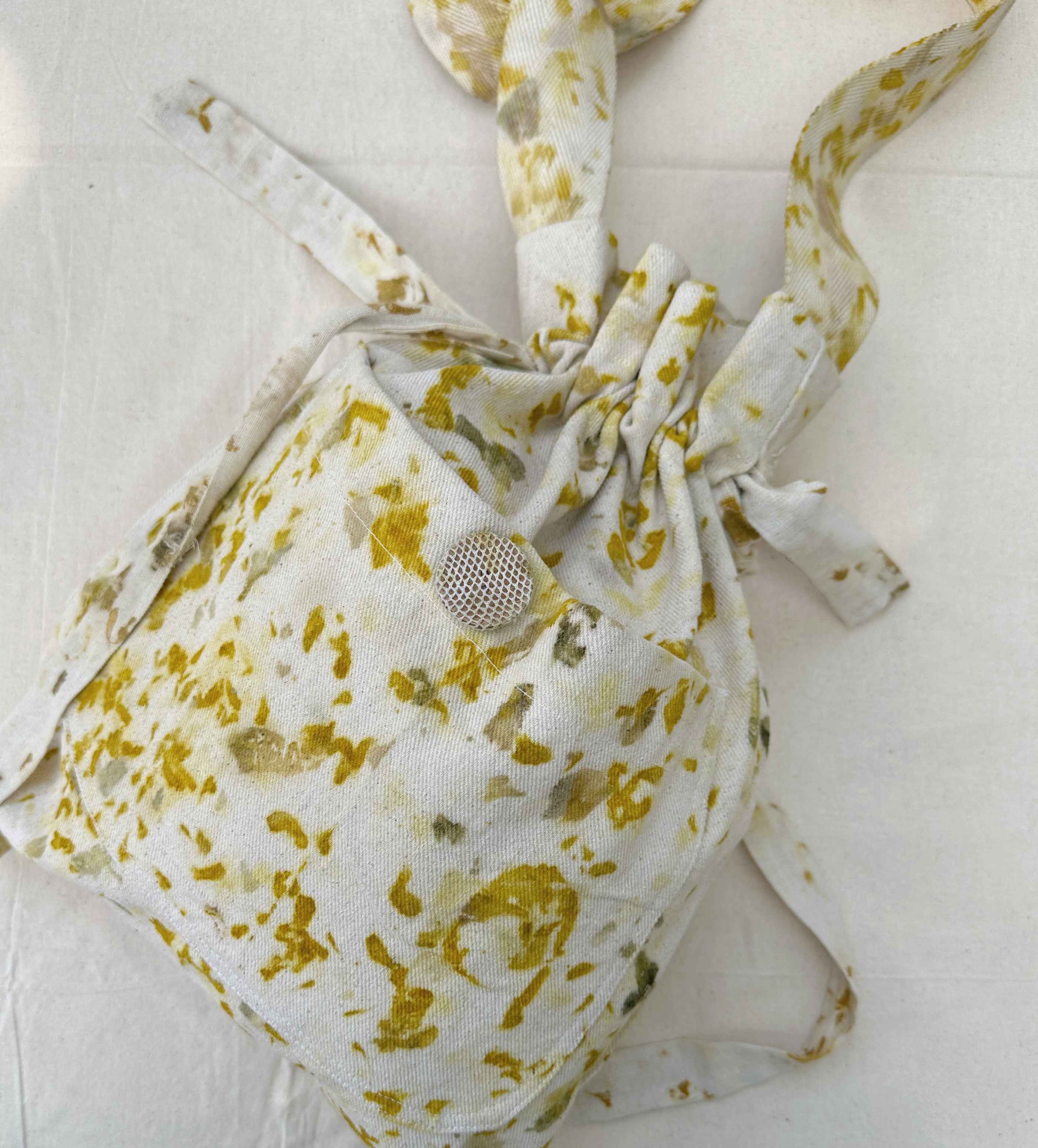 shoulder bag - flower dyed natural canvas