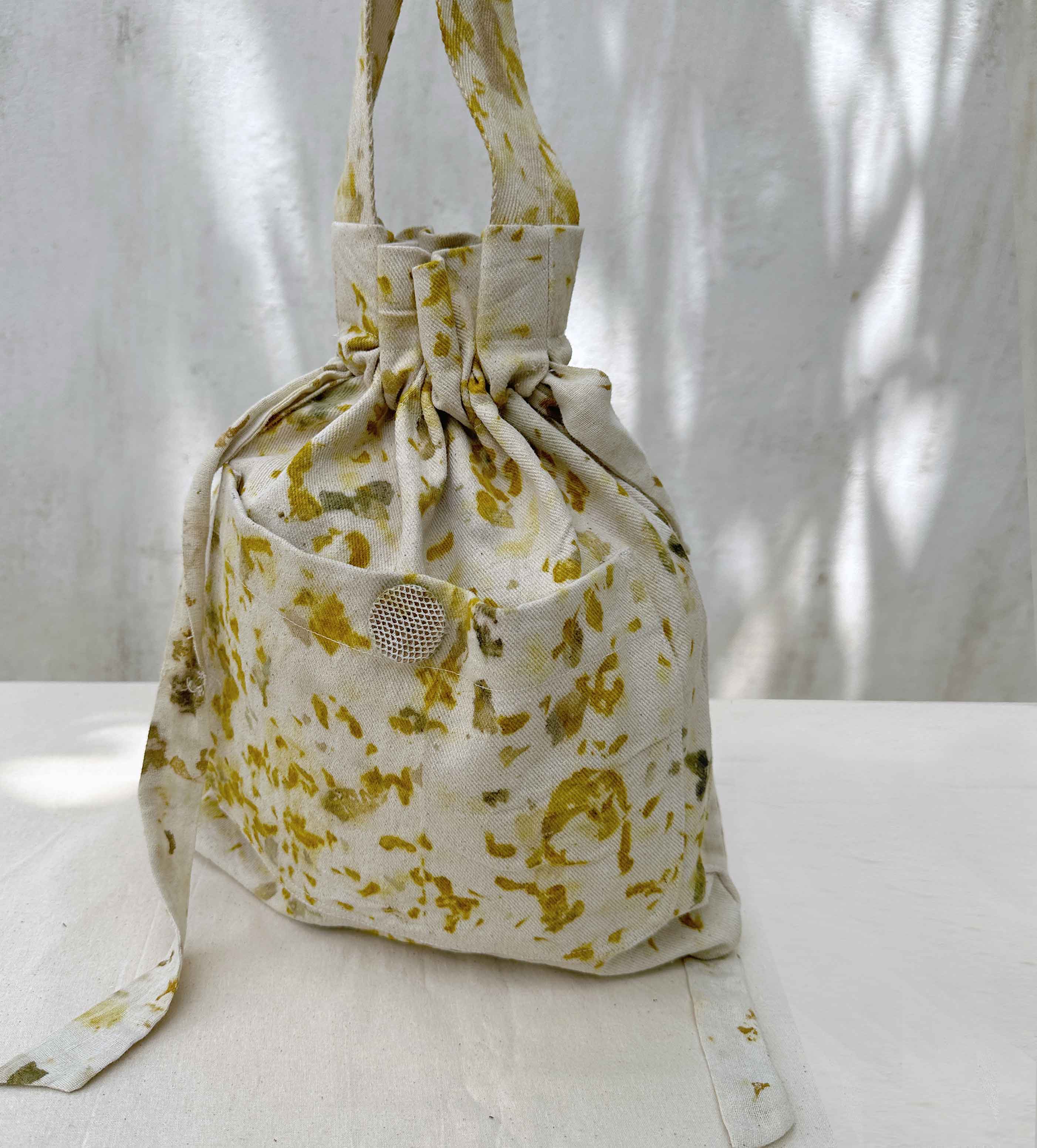shoulder bag - flower dyed natural canvas