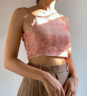 naturally dyed with madder  pink hand made crop top 