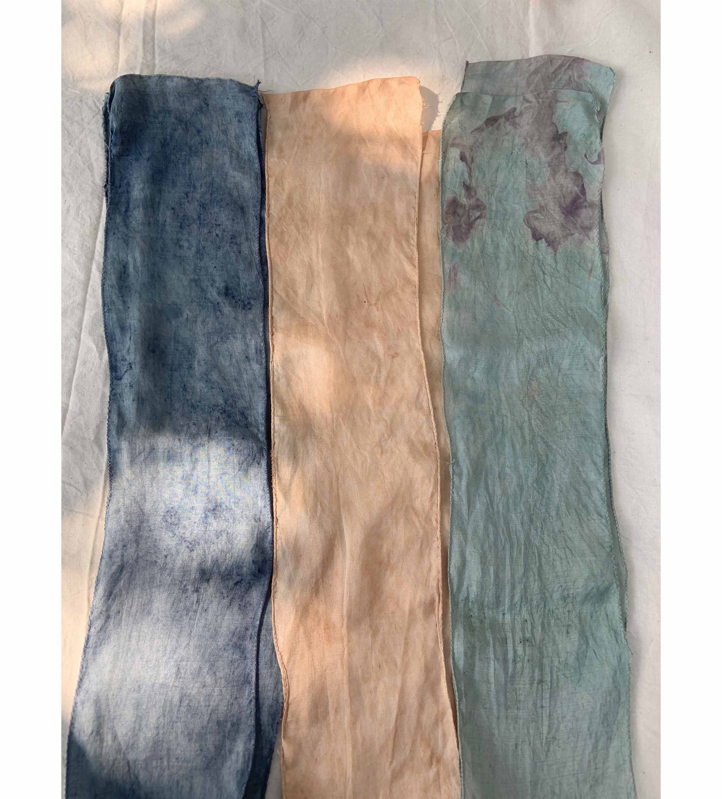 silk ribbons - indigo+catechu (set of 3)