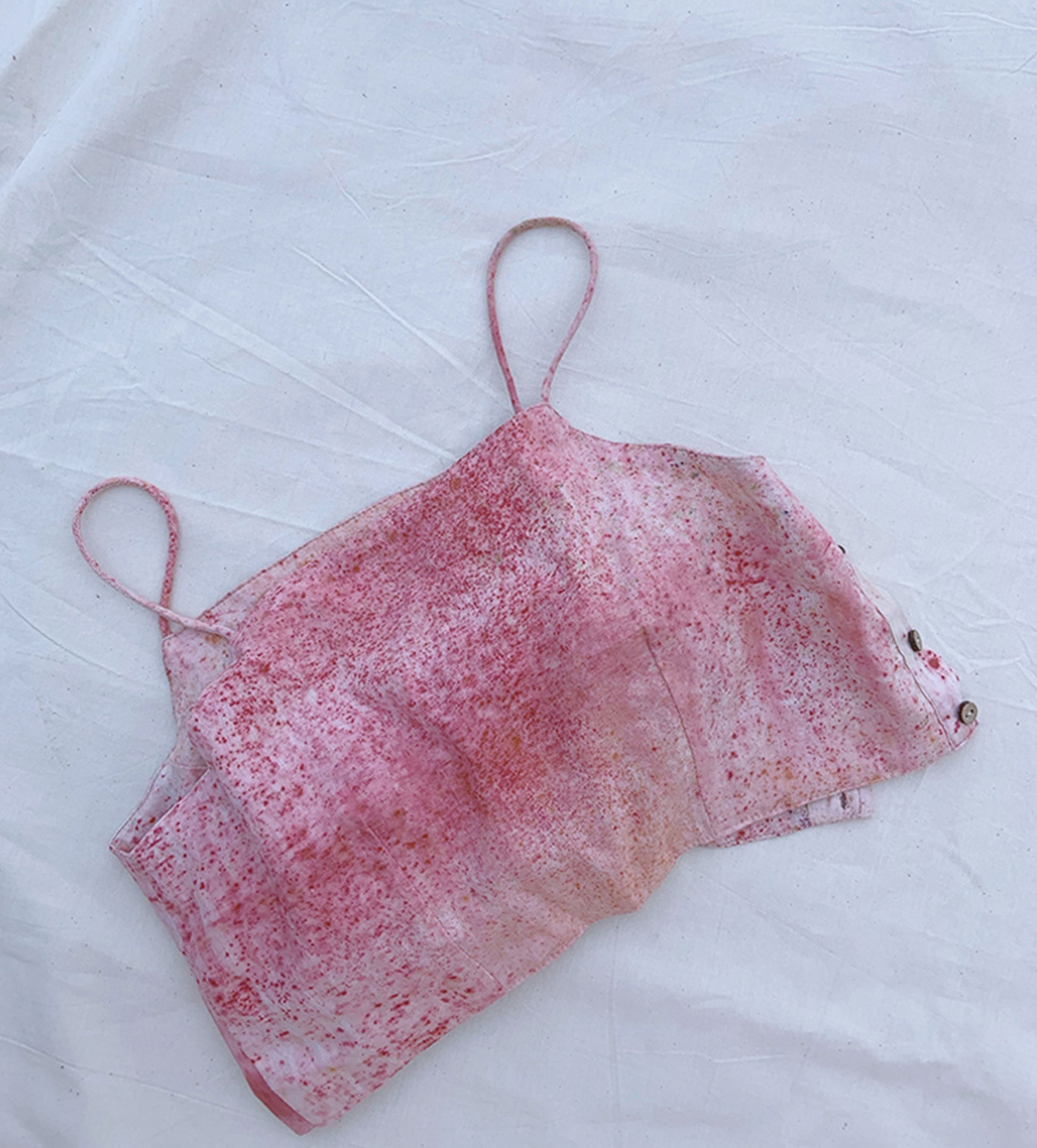 naturally dyed with madder  pink hand made crop top 